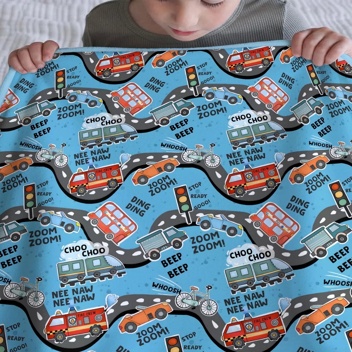 Zoom Zoom Beep Beep Bamboo Blanket
